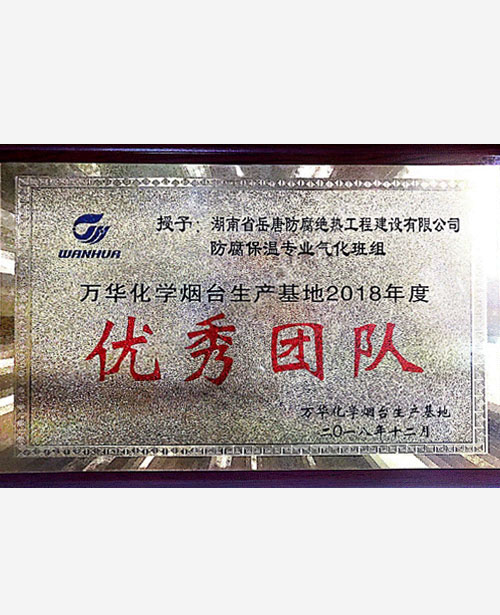 萬(wàn)華化學(xué)煙臺(tái)生產(chǎn)基地2018年度優(yōu)秀團(tuán)隊(duì)